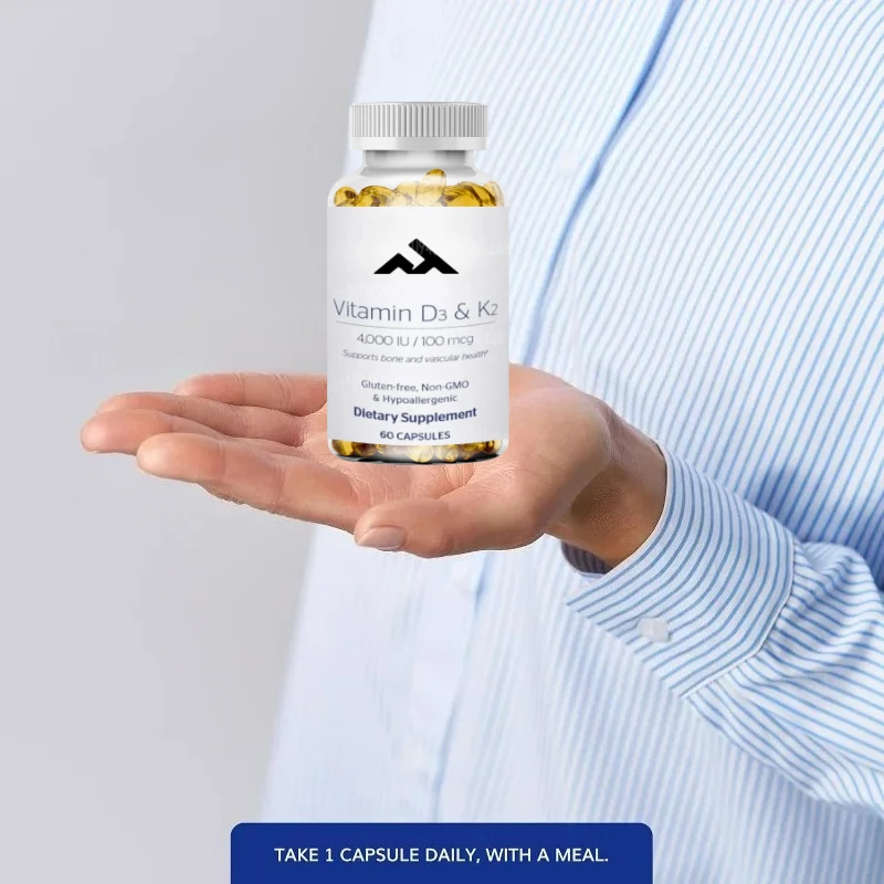 تغليف نقي فيتامين د3 و ك2 | دعم صحة العظام والأوعية الدموية | 60 كبسولة #4