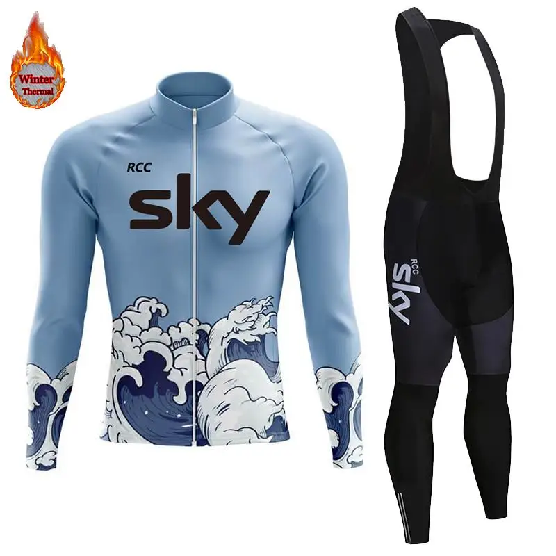 

2024 RCC SKY team winter Cycling Jersey Set Bicycle Sportwear Suit Uniform Ciclismo Road Bike Clothing Bicicleta Long Bib Pants