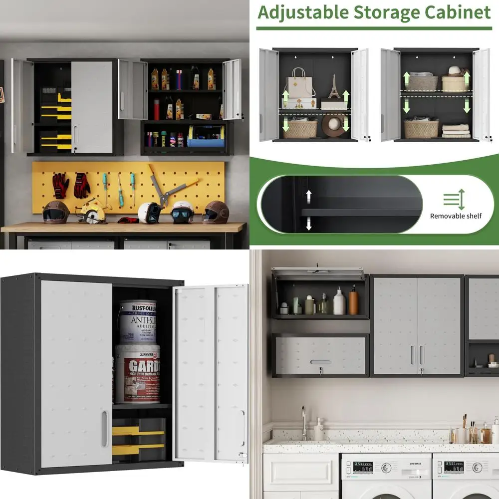 

Металлический настенный шкаф для хранения с замком для интенсивного использования в гараже, на складе, в ванной и на кухне