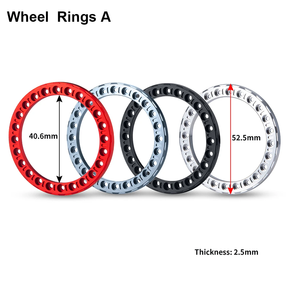 MIBIDAO 4Pcs 1.9 inch Beadlock Wheel Rims & Outer Rings for 1/10 RC Crawler Car Axial SCX10 90046 AXI03006 TRX4 D90