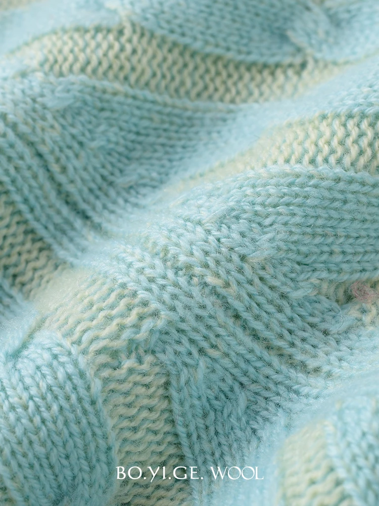 Primavera e outono novo produto suéter de lã, 100% lã de ovelha malha em torno do pescoço manga longa cardigan de malha