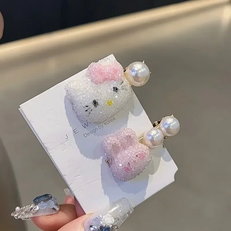 

2pcs Hello Kitty Anime Sweet Hair Clip Cute Cartoon Kawaii Sanrio Ins Kt Cat Y2k Headwear Decoration Lovely Gifts for Girls