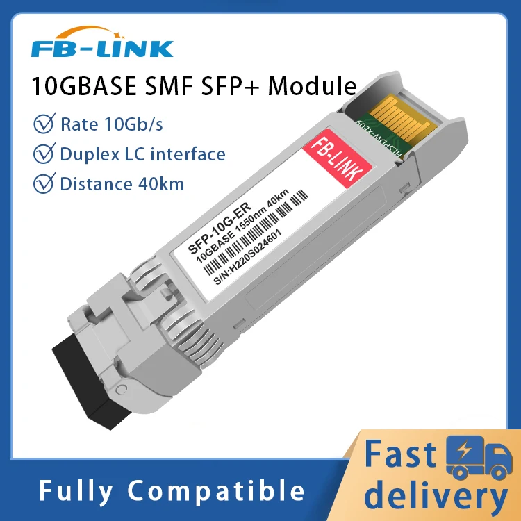 10G SFP+ ER 40KM Transceiver Module 1550nm Single Mode Duplex LC DDM DOM Optical Module Compatible Cisco Mikrotik Huawei H3C ZTE