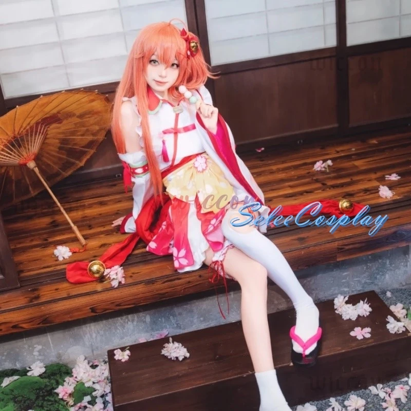 Costume de Cosplay Sakura ata ko avec Perruque VTuber Hololive, Accessoires de ixd'Halloween et de Noël