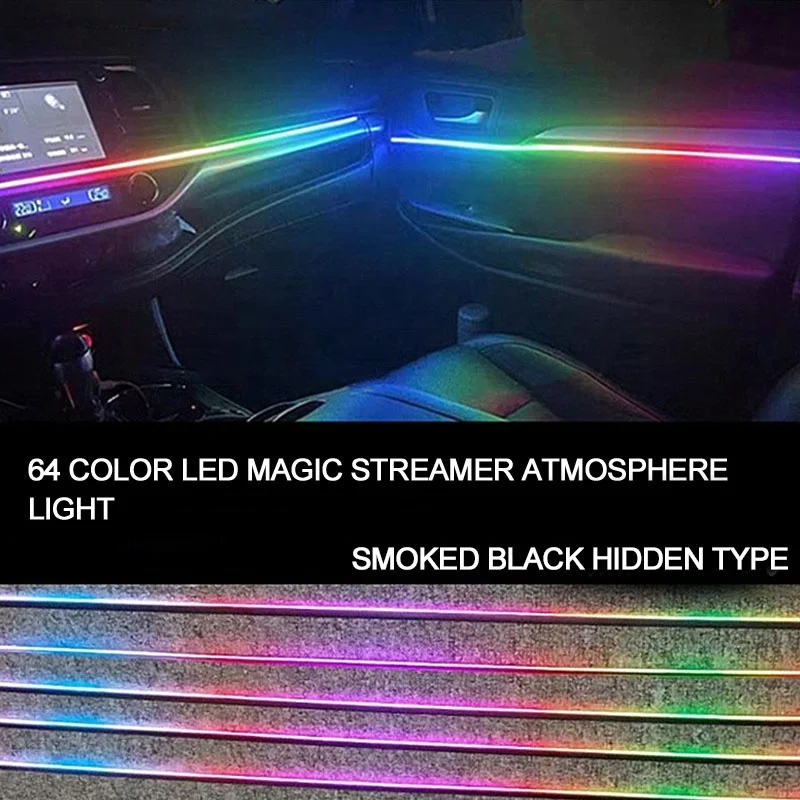 

Car Interior Ambient Lights 128 Colorful LED Acrylic Fiber Optic Strip Universal Multiple Modes Decoration Atmosphere with Music