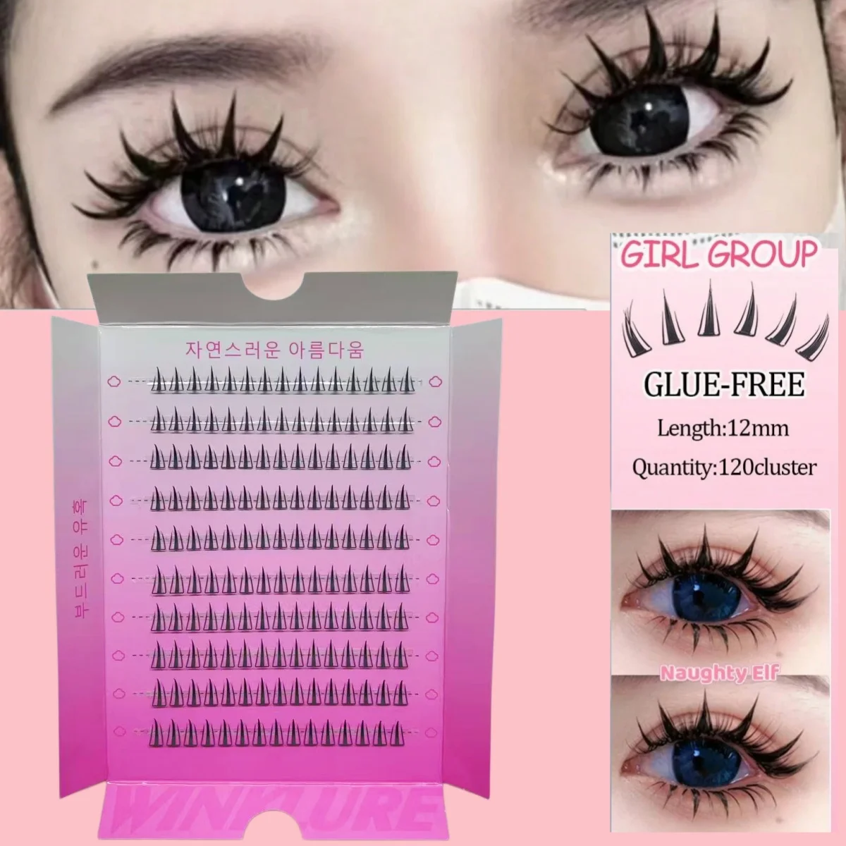 WINKLURE Korean Stylish False Eyelashes K-pop Inspired Design Comic Fluffy Clustered Slender Self-Adhesive Perfect for Everyday