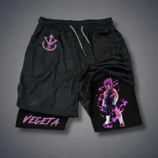 2025年新作 ドラゴンボールZ アニメ サイヤ人ゴッド悟空 ファッションプリント スポーツショーツ ドローストリングウエスト フィットネスウェア サンドイッチパンツ