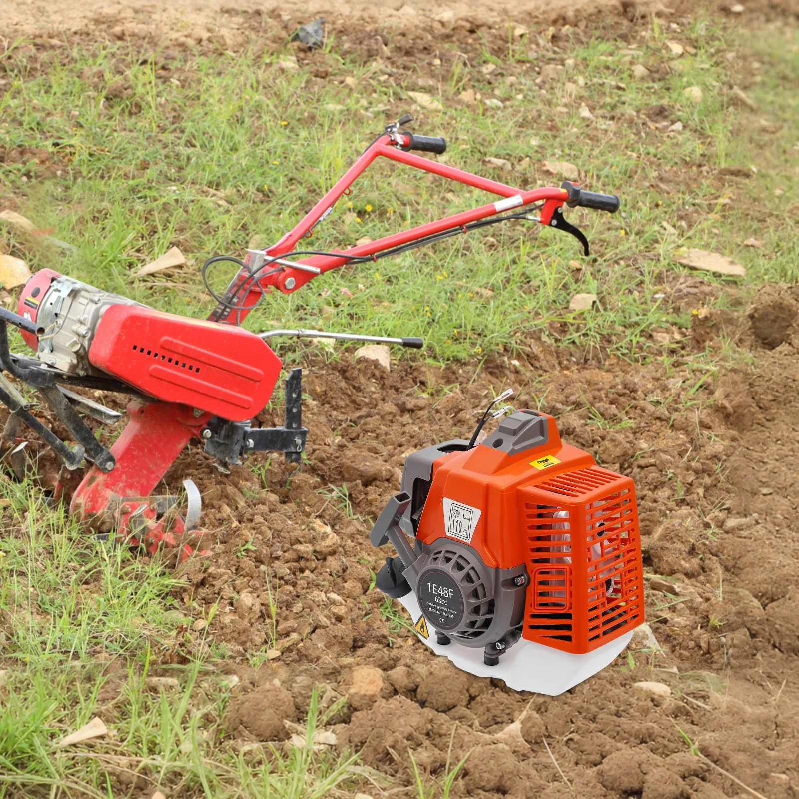 

63CC 2-Stroke Gasoline Engine,Air-cooled, Single-cylinder,1LFuel Tank Capacity,Powerful and Efficient,Lightweight and Portable