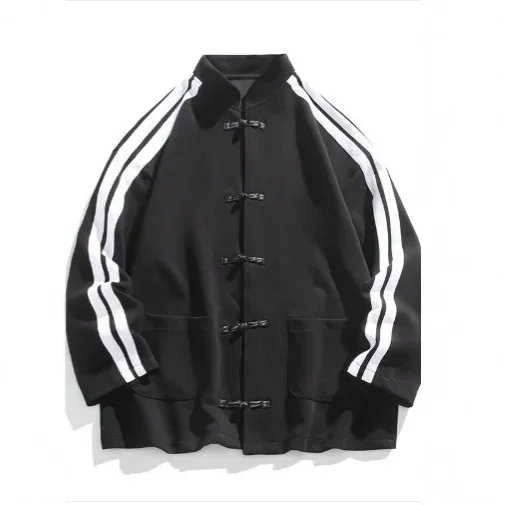 

Новый комплект серых толстовок с пряжкой в китайском стиле для мужчин, осенний спортивный комплект из двух предметов с воротником-стойкой, одежда в китайском кунг-фу