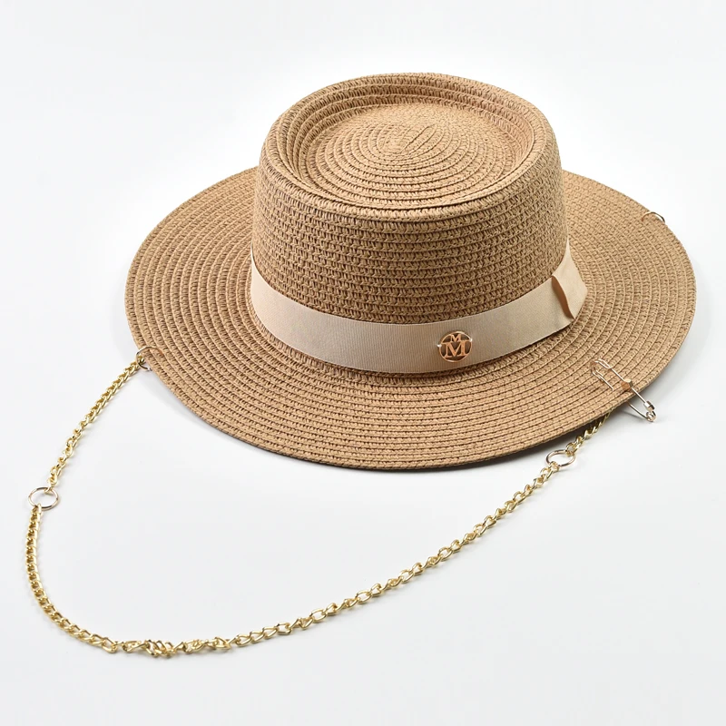 Summer Women Straw Hats with Ribbon Decoration Elegant Ladies Party Dress Hats Travel Beach Sun Hat Chapeau Femme