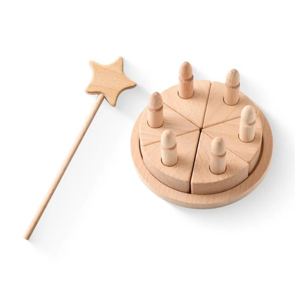 Juego educativo de simulación de pastel de cumpleaños, pastel de corte de comida, paletas de madera de haya, juegos interactivos, juguetes de cocina para niños