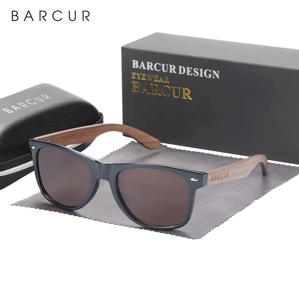 BARCUR Natural Wooden Sunglasses Polarized Mens Sun Glasses Black Walnut Eyewear UV400 Protection image 6