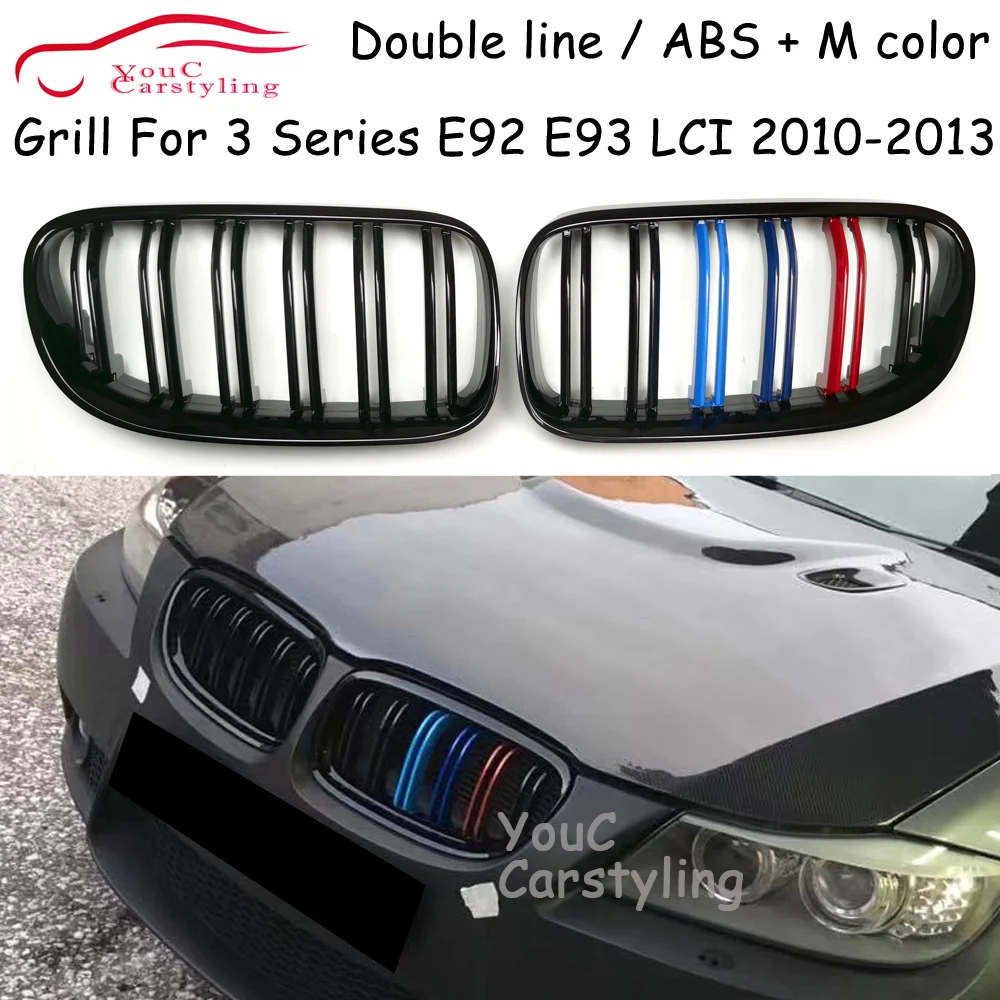 

E92 Dual-slat Replacement ABS Grille For BMW E93 LCI 2010- 2013 320i 323i 325i Front Bumper Kidney Grill Mesh