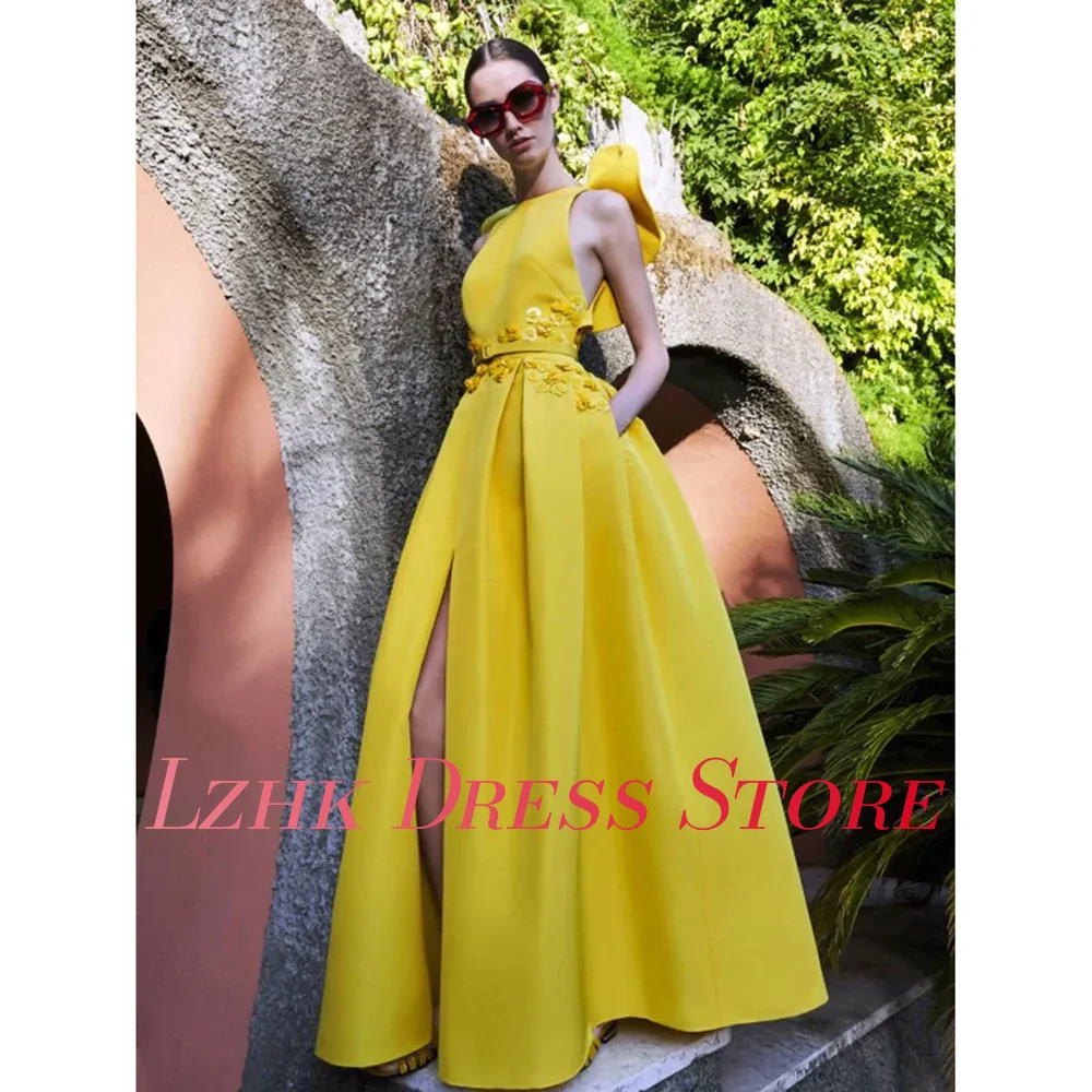 فستان سهرة مخصص مزين بالترتر والكشكشة على شكل حرف a رقيق بدون أكمام بطول الأرض فساتين مناسبة مخصصة