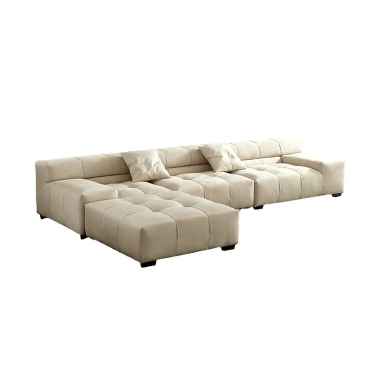 

Cream style designer puff sofa minimalist matte fabric minimalist module light luxury living room square
