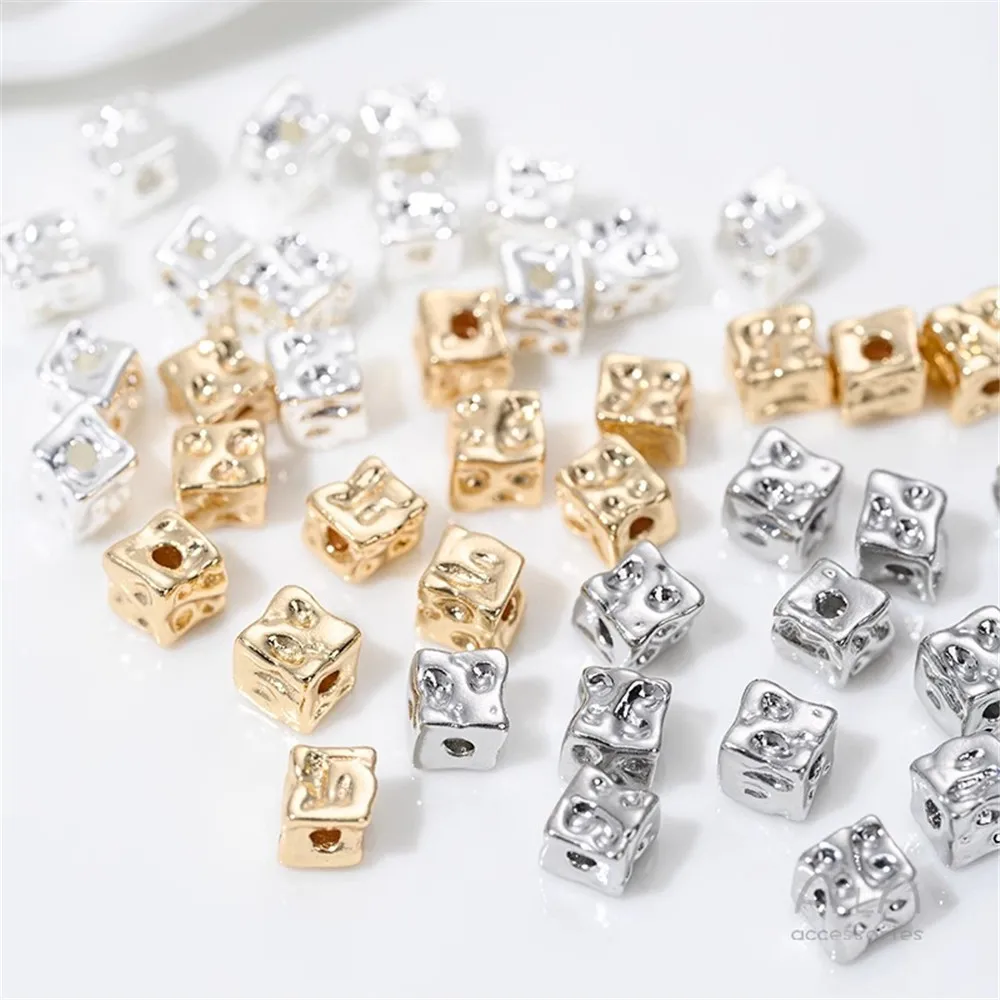 

14K Gold-wrapped Cheese Square Beads Irregular Square Beads DIY Beaded Bracelet Necklace Jewelry Accessories