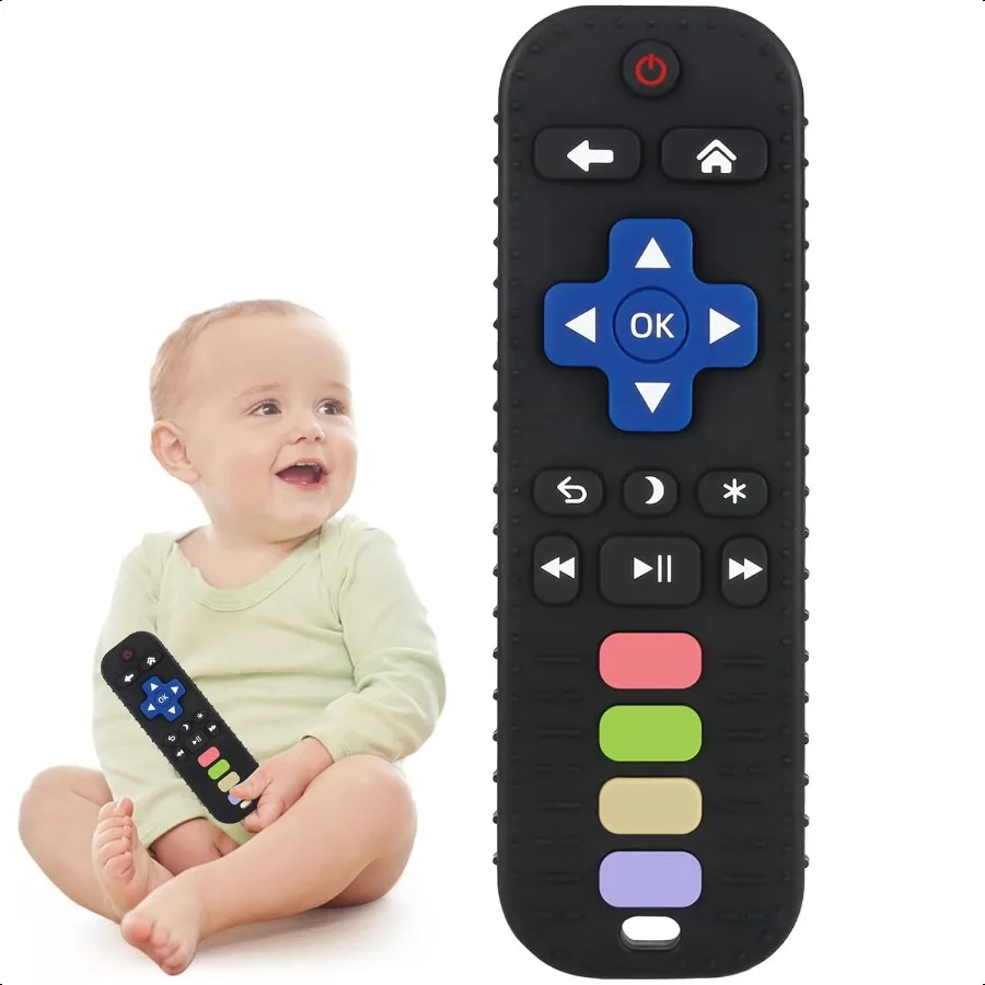 

Chuya Baby Teether Toy Chew Toys for Babies 324 Months TV Remote Control Shape Teething Relief for Infants Black