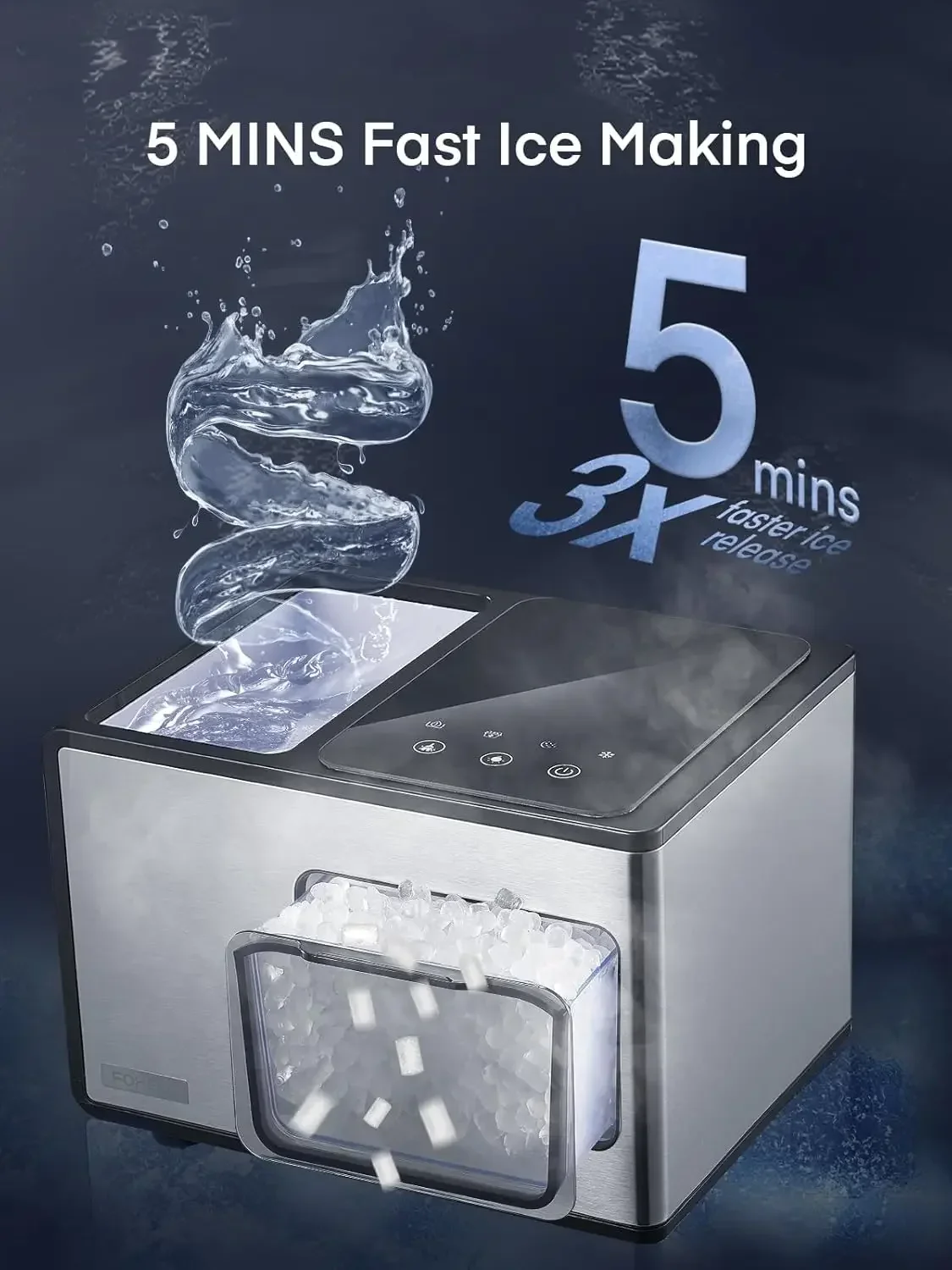 Nugget Ice Maker Countertop, /, Pebble Ice Maker with Soft Chewable Ice, Self Cleaning Sonic Ice Machine