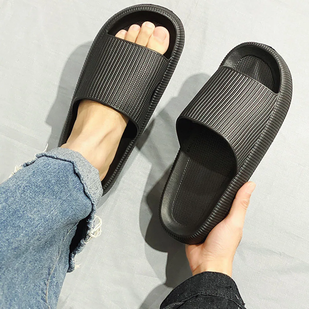 

Massage Foam Slippers Dry Open Toe Bathing Shower Indoor Beach Black Sandals Unisex Flat Shoes Bathroom Footwear