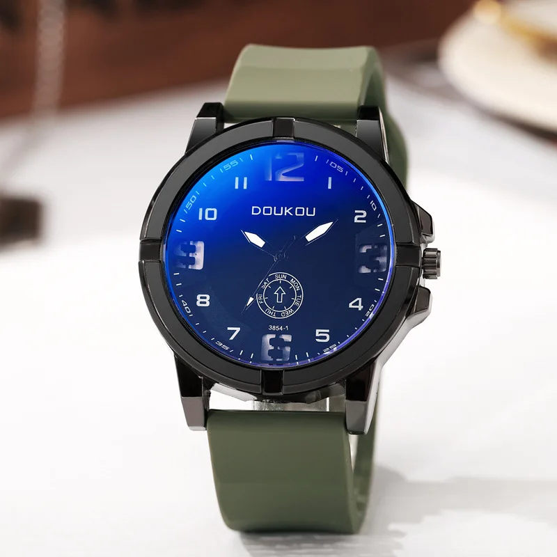 2026 ساعة كوارتز رقمية عربية كلاسيكية بسيطة كلاسيكية للرجال كاجوال بحزام سيليكون ساعات يد تناظرية مستديرة ساعة شخصية