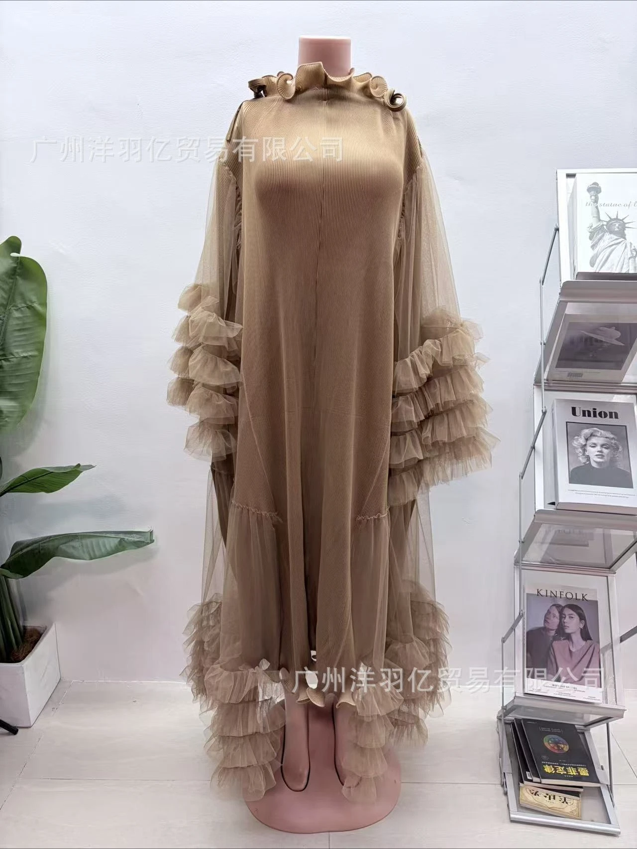 ANLAN Pleated Long Sleeves Photo Shoot Wedding Dress/Tulle Gown/Maternity Dress/Baby Shower Dress/Photography Dress 1AN5276 view 5