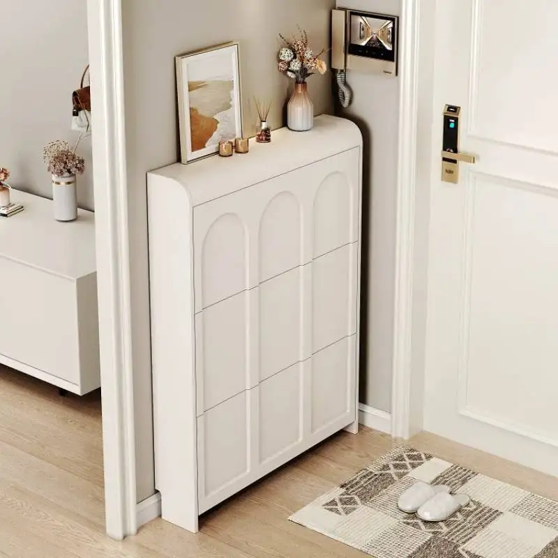 Korean Flip Cream Shoe Cabinet Free Shipping Slim Storage Shoe Cabinet Space Saving Hidden Szafa Na Buty Living Room Furniture