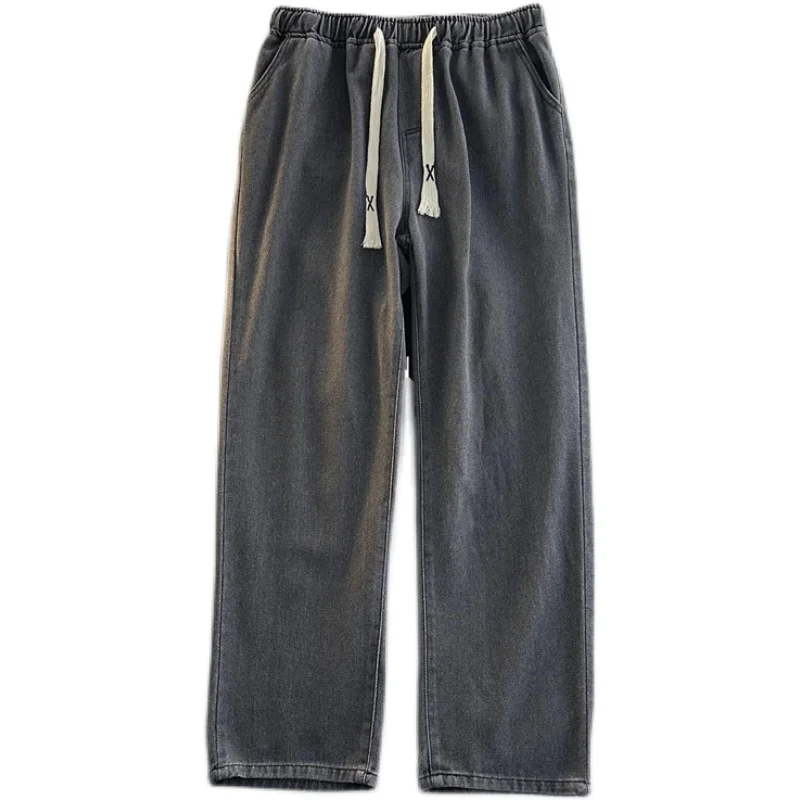 Loose Straight Leg Men's Jeans Casual Workwear Summer Trendy Low Waist Long Pants Couple's Loose Fit Classic Denim Trousers
