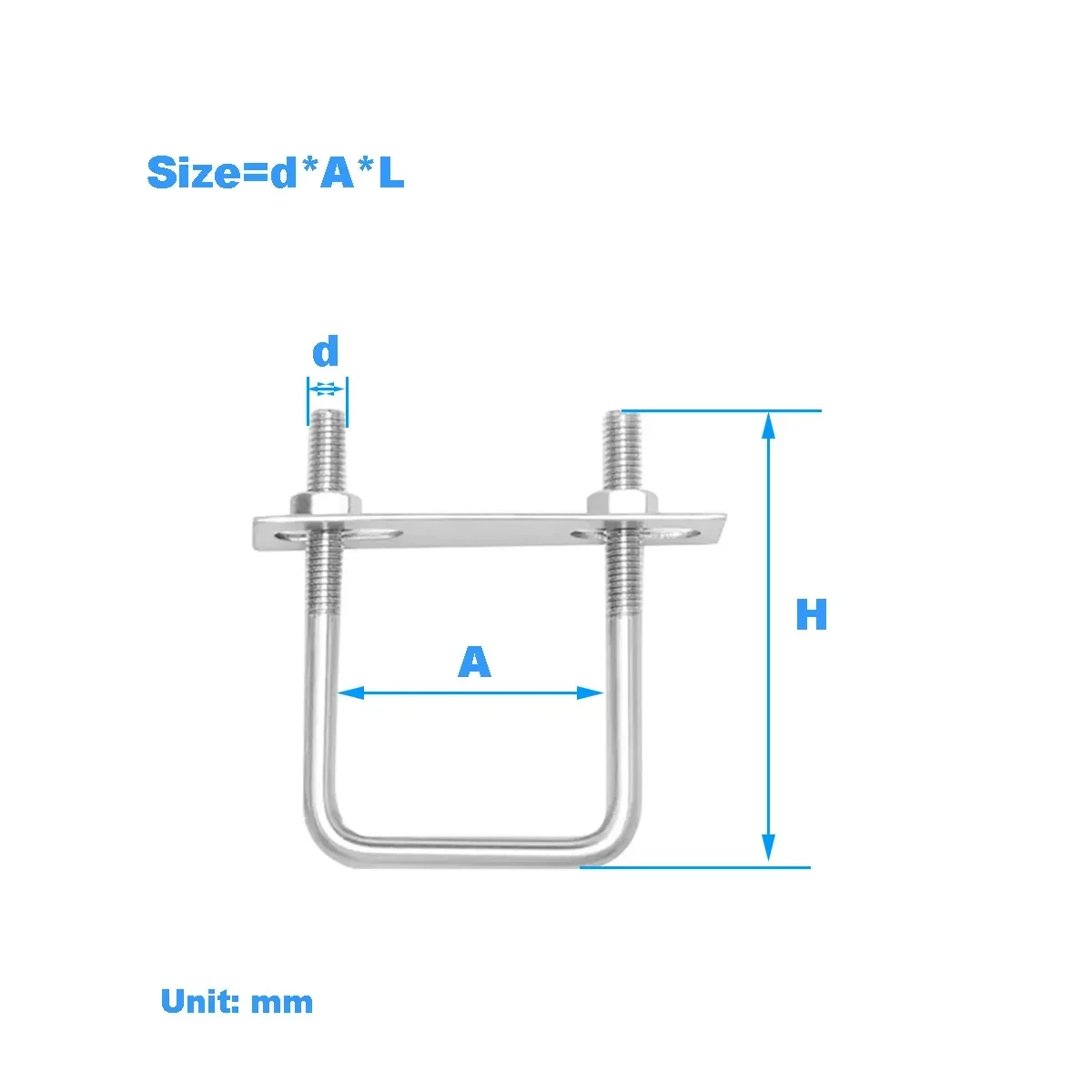 

304 Stainless Steel Square Pipe Clamp U-Shaped Bolt With Baffle Screw / Buckle Horseback Clamp / Right Angle Bracket Clamp