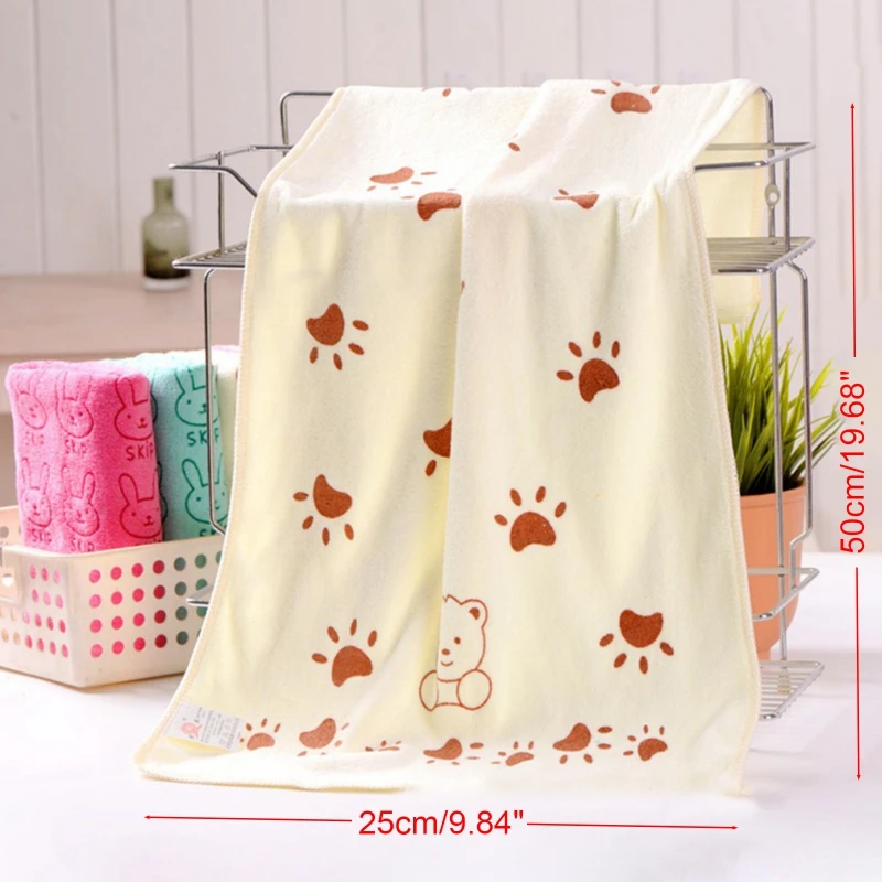 Baby Cartoon Print Towel thicken Infant Cotton Absorbent Drying Swimwear Kids Cute Towels baby bath towels and washcloth 25*50CM