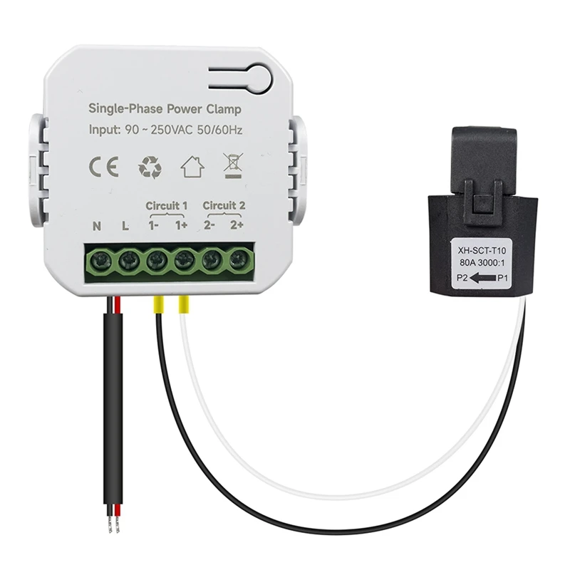 Tuya Smart Wifi Energy Meter 80A With Current Transformer Clamp Kwh Power Monitor Electricity Statistics 90- 250V