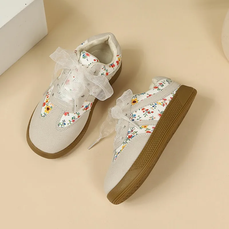 Kinder Freizeitschuhe Süße Blumenmuster Kindertennisschuhe Weiche Sohle Rutschfest 2026 Brandneue Mädchen Sportschuhe Mesh Schleifen – Detail 3