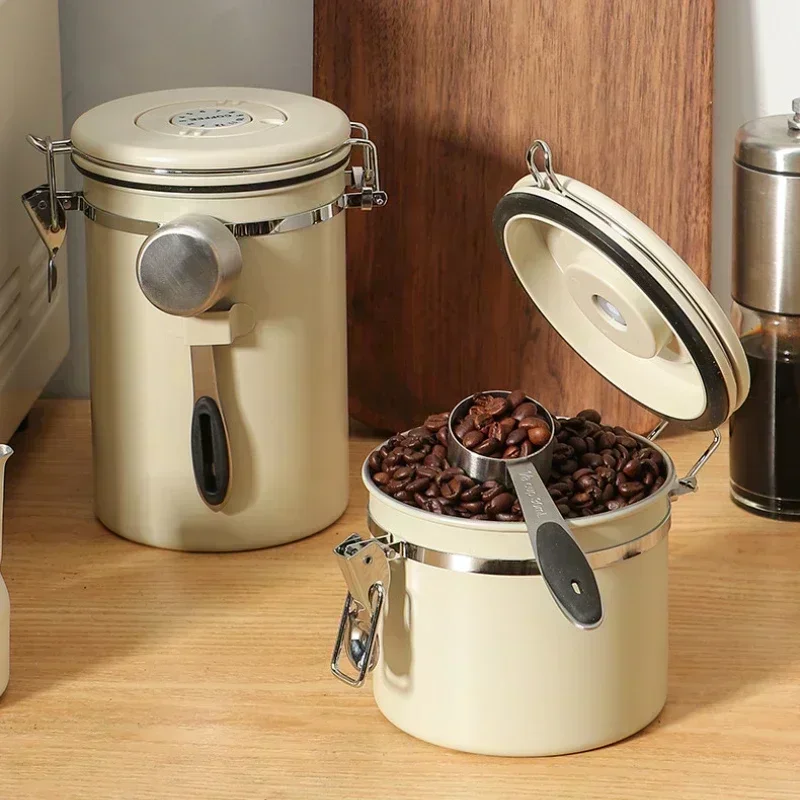 Coffee Bean Airtight Kitchen Food Storage Organizer Container Box Food-grade Packaging Storage Fresh Breathing Iron Cans