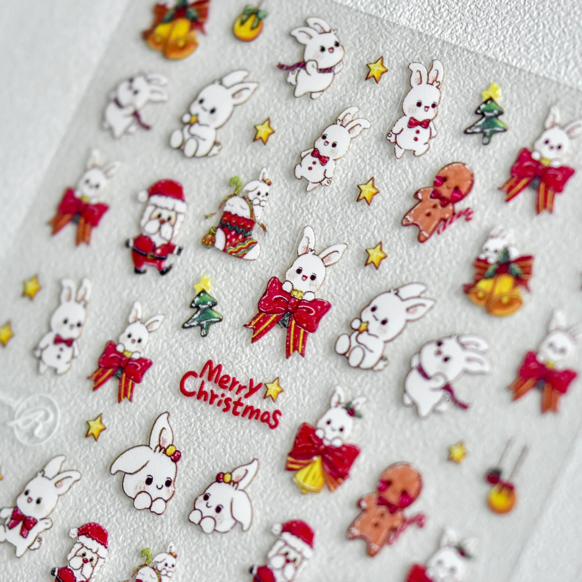 Nail Art Stickers Christmas Japanese Cute 2D Self Adhesive Film Decals Thin Flexible Colorful Lightweight DIY Decor for Girls