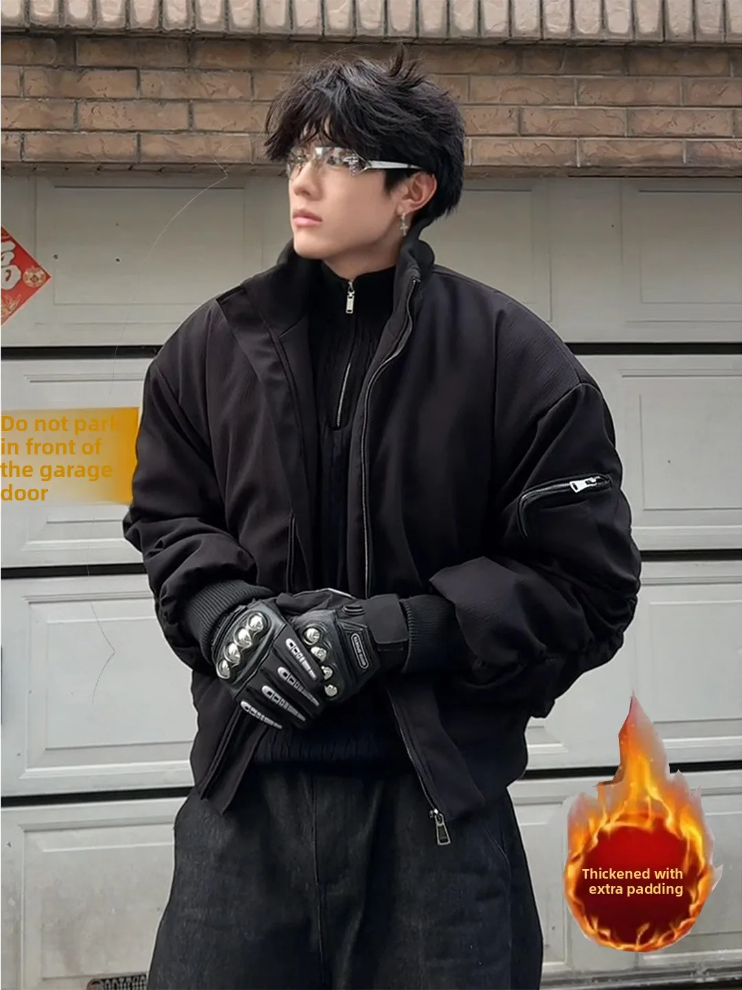 

Мужская зимняя утепленная куртка-бомбер в американском стиле, хлопковая рабочая одежда, короткое пальто Cleanfit Silhouette с воротником, повседневная, для отдыха