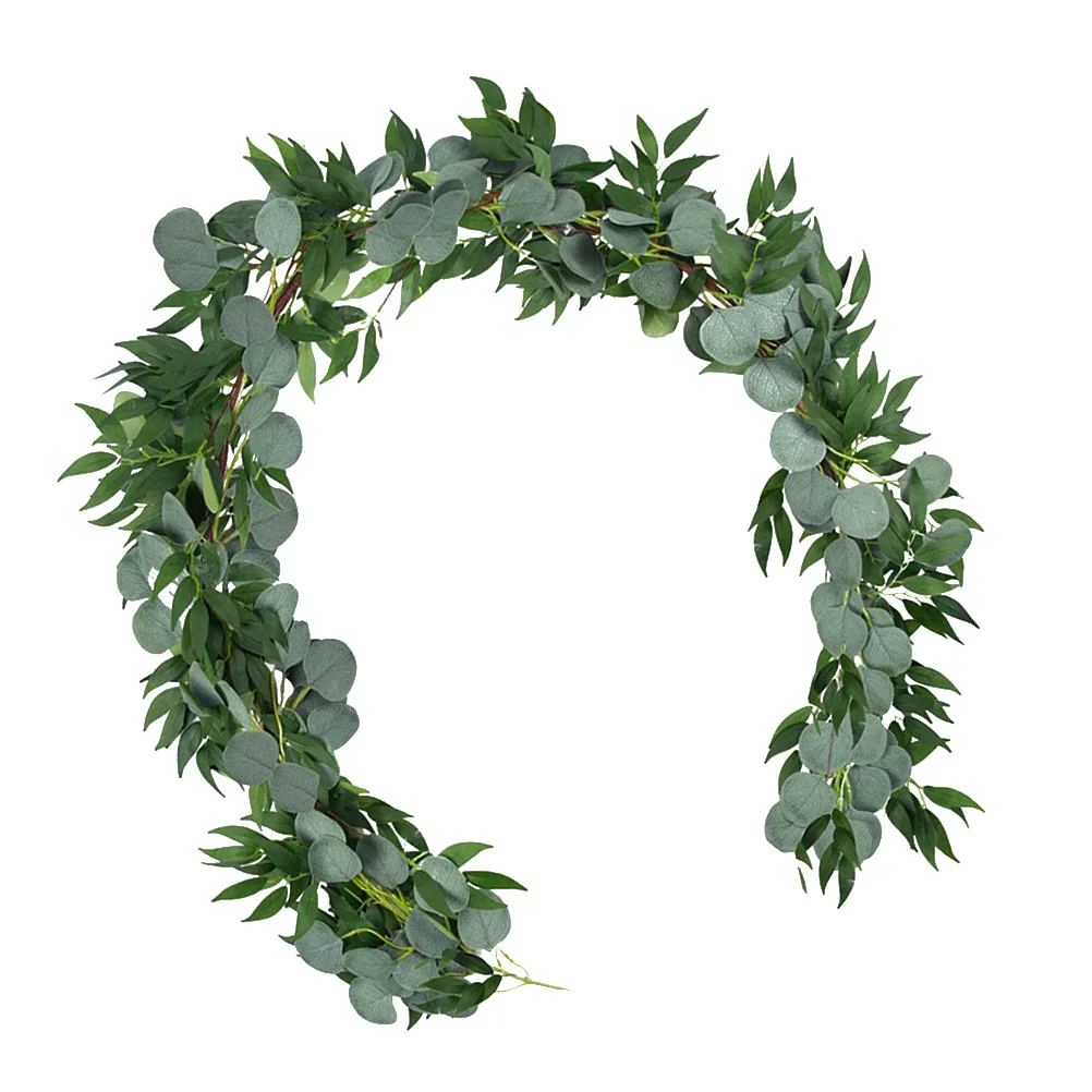 

1Pcs Simulated Willow Leaves Artificial Eucalyptus Vine 2 Meter Wedding Party Balcony Bedroom Decoration Plant