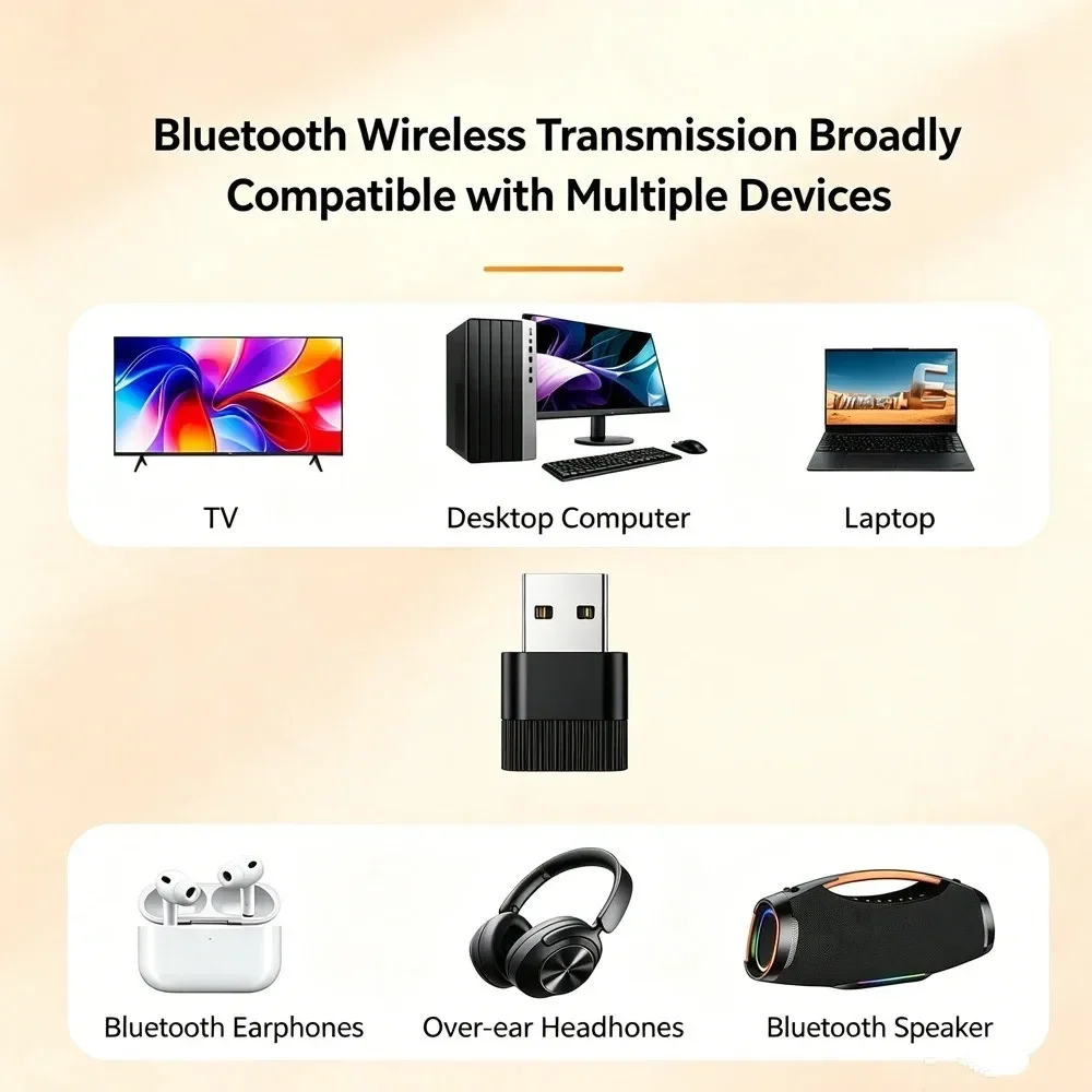 KEBIDUMEI Bluetooth 6.0 USB Adapter Wireless Dongle For Laptop PC Mouse Headphones Keyboard Speaker Audio Transmitter