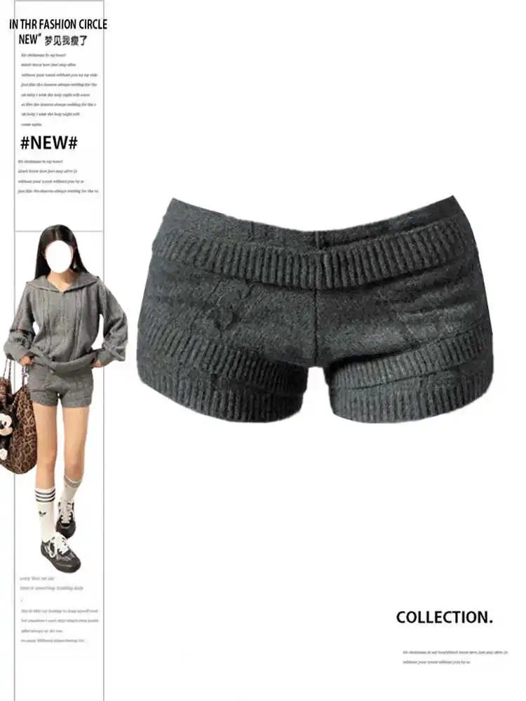 Vrouwen Trashy Y2k Gyaru Gebreide Shorts Lage Taille Jaren 2000 Kpop Japanse Harajuku Cyber Punk Stretch Coquette Hot Pants Tide Shoujo Girl
