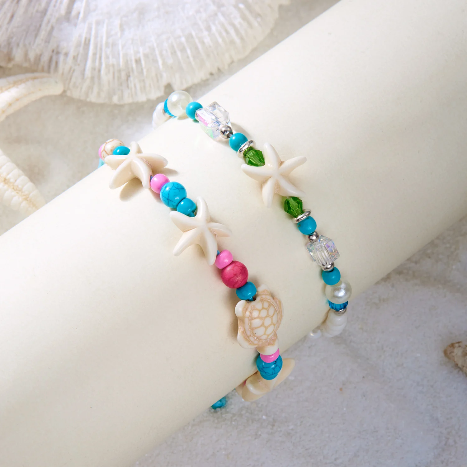 Einfache handgefertigte geflochtene Muschelarmbänder für Frauen, böhmische Seestern-Schildkröte, verstellbare Armbänder, Freundschaft, Strand, Urlaub, Schmuck – Detail 7