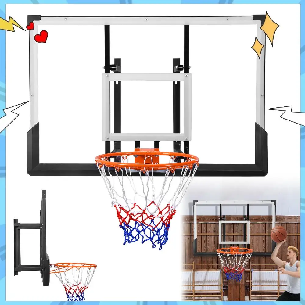 

Настенный баскетбольный щит 47 дюймов с поликарбонатной панелью и прочным стальным ободом для игр в помещении и на улице, для подростков, взрослых и семейного досуга