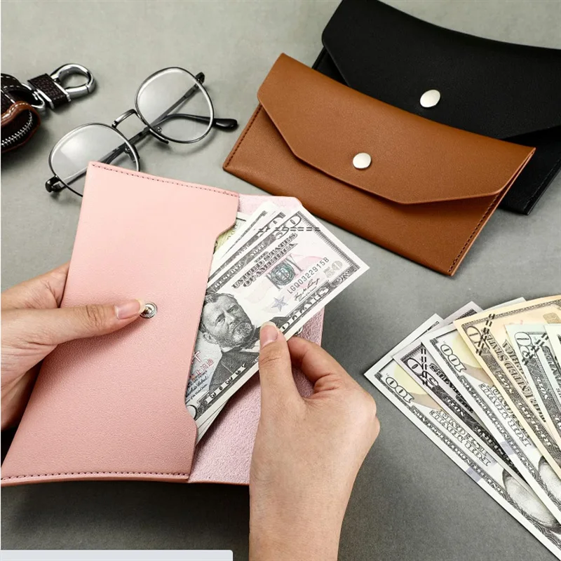 

Ultra-thin Cash Envelope Wallet for Male Female Wear-resistant PU Leather Money Binder Organizer Waterproof Money Pouch Holder