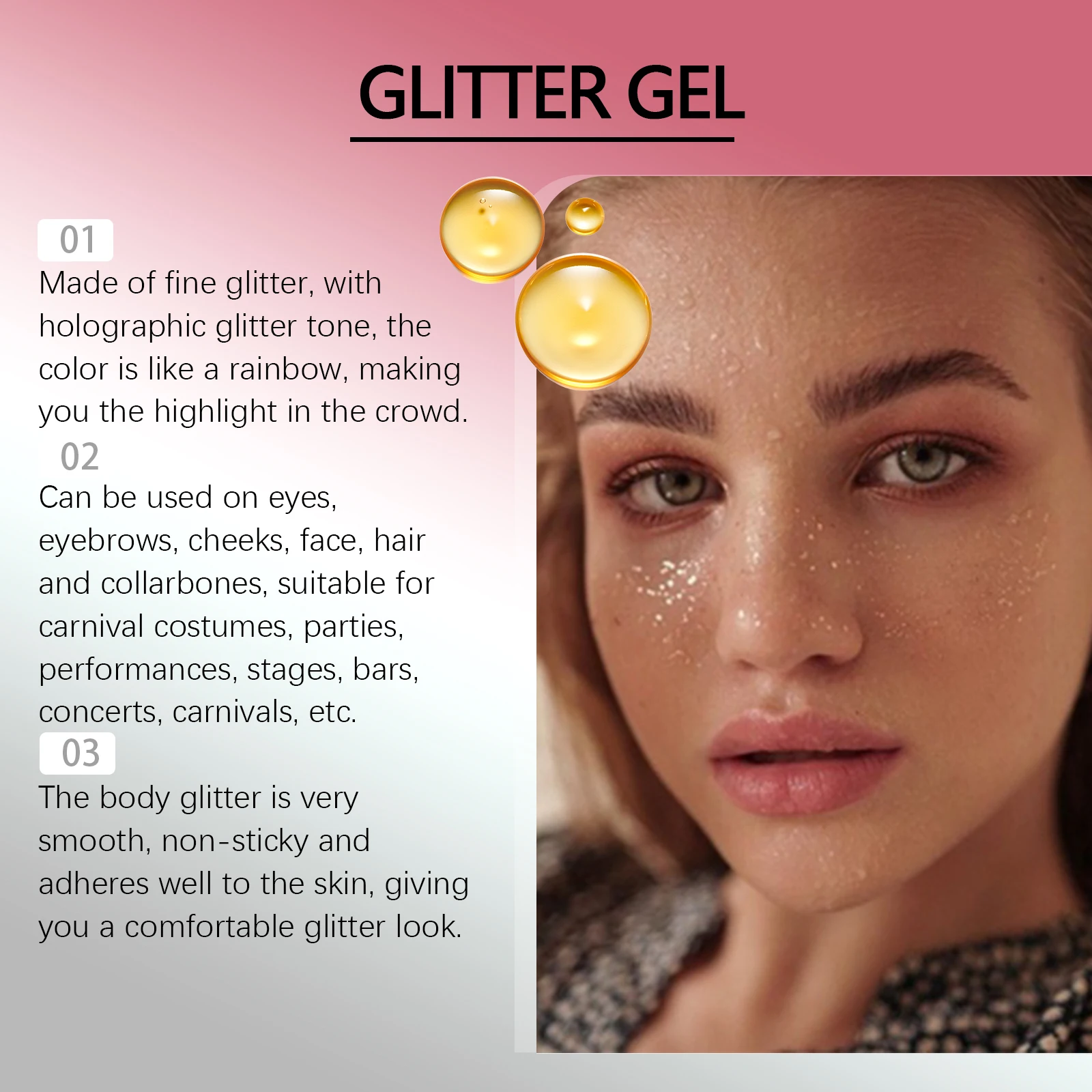 Gel con purpurina corporal, rosa, blanco, plateado, cara, pelo, uñas, brillo, sombra de ojos, lentejuelas brillantes, decoración de maquillaje para Festival de sirena