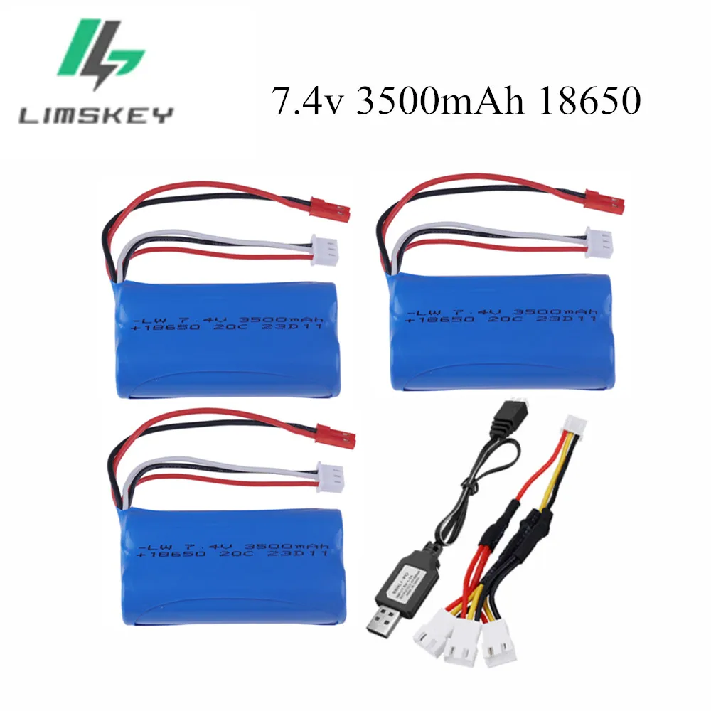 2S 7.4V 3500mAh Lipo Battery and USB Charger For HuanQi 957/948/848B/827B/823/955/956/957/948 MJX F45/T55 RC Toys Boat Parts