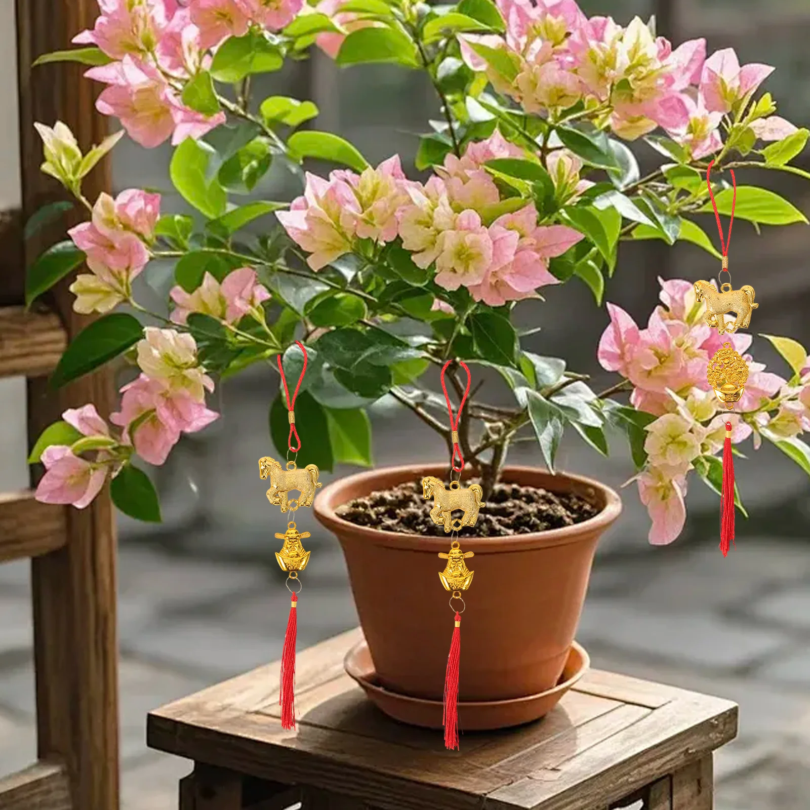 10 قطعة السنة الصينية الجديدة حلي معلقة شرابة حمراء زودياك الحصان محظوظ السحر الازدهار زينة مهرجان الربيع 2026