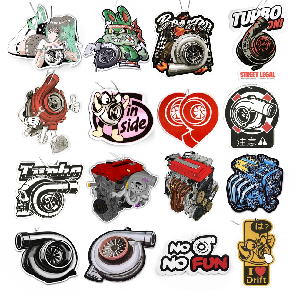 

JDM Style Car Air Freshener Performance Rearview Mirror Pendant Solid Paper Car Decoration Anime Turbo Decor Accessories