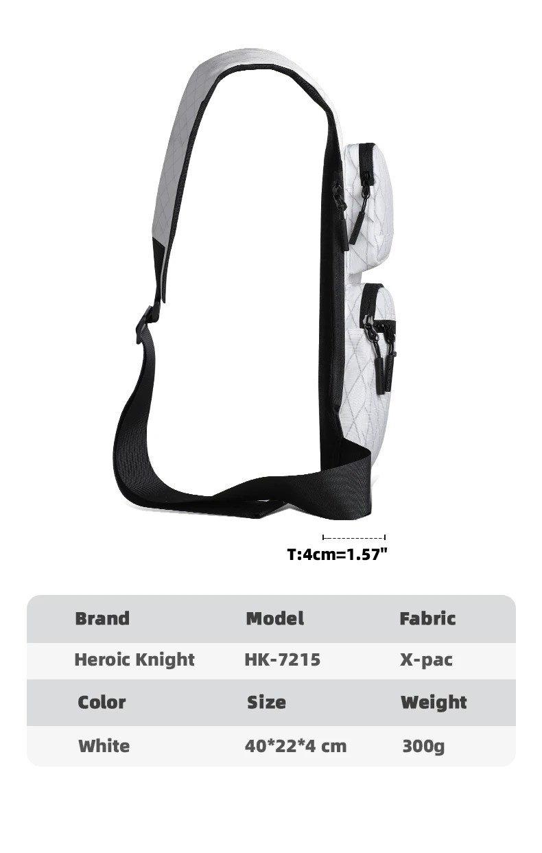 HK Modische, leichte Umhängetasche, hochwertige, wasserdichte X-Pac Herren-Brusttasche, Schultertasche für Pendler, Radfahrer und Reisende – Detail 3