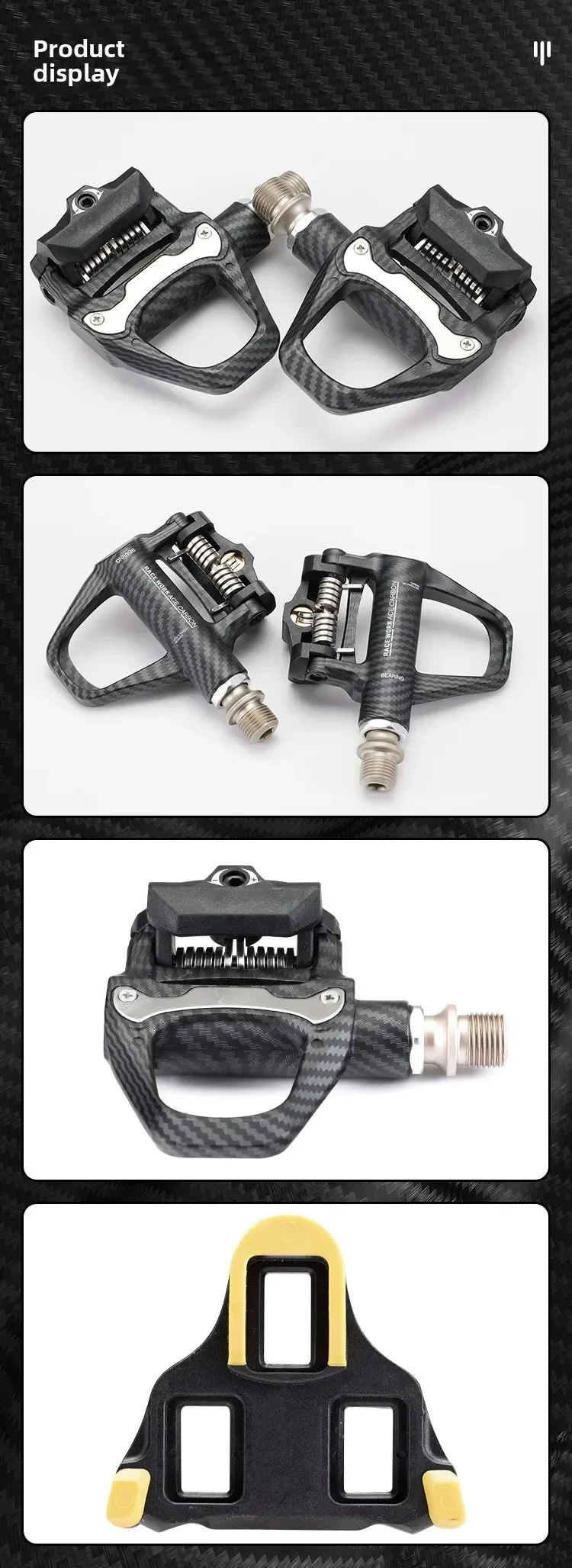 RACEWORK R26 Fahrrad-Selbstverriegelungs-Pedal, Rennrad-Carbonmuster-Lock-Pedal für System Peilin-Pedal, Fahrradzubehör – Detail 7