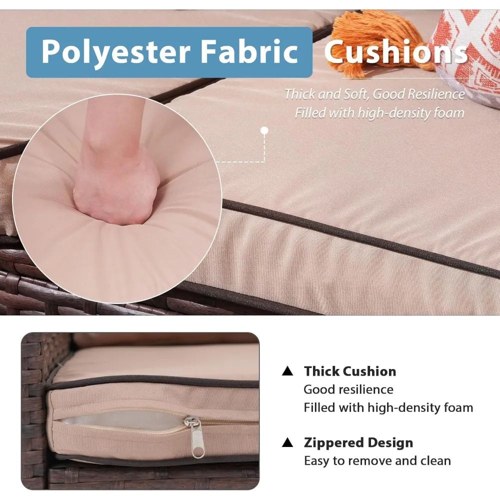 Patio Furniture Set, 4 Piece Outdoor Patio Conversation Set, All-Weather PE Rattan Wicker Sectional Patio Sofa Set