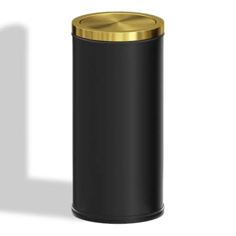 

7.92 gallon/30L Kitchen Trash Can with Lid, Tall Slim, Elegant, Black, Brushed Stainless Steel Lgarbage Can for Office, Hotel,