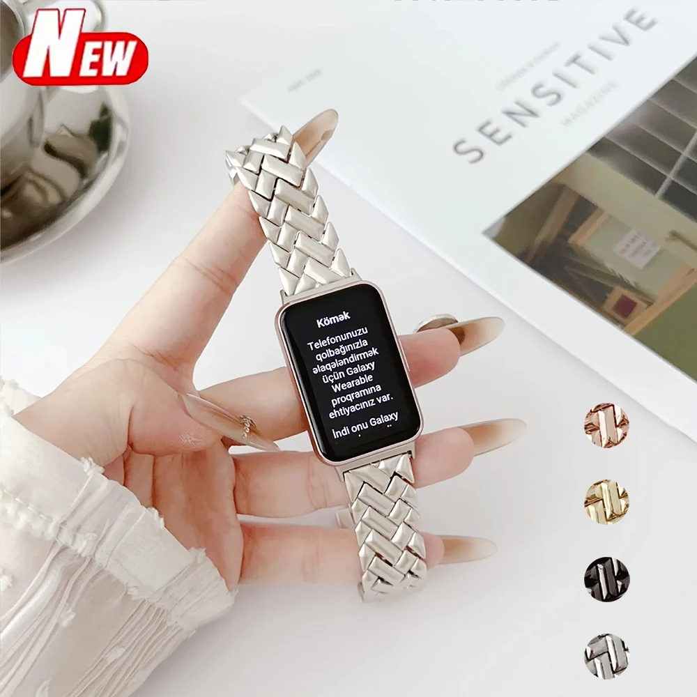 New Wristband Metal Strap for Samsung Galaxy Fit 3 Band Women Men Smartwatch Bracelet Replacement Zinic Alloy Dressy Watchband