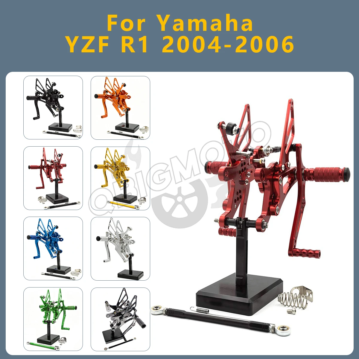 

Motorcycle Pedals Back Step Position Rearset Footrest Foot Pegs Adjustable CNC Accessories For Yamaha YZF R1 YZF-R1 2006-2004